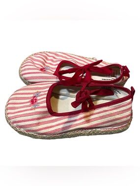Janie and Jack French Country Pink Striped Espadrille Flats with Ribbon Tie 6